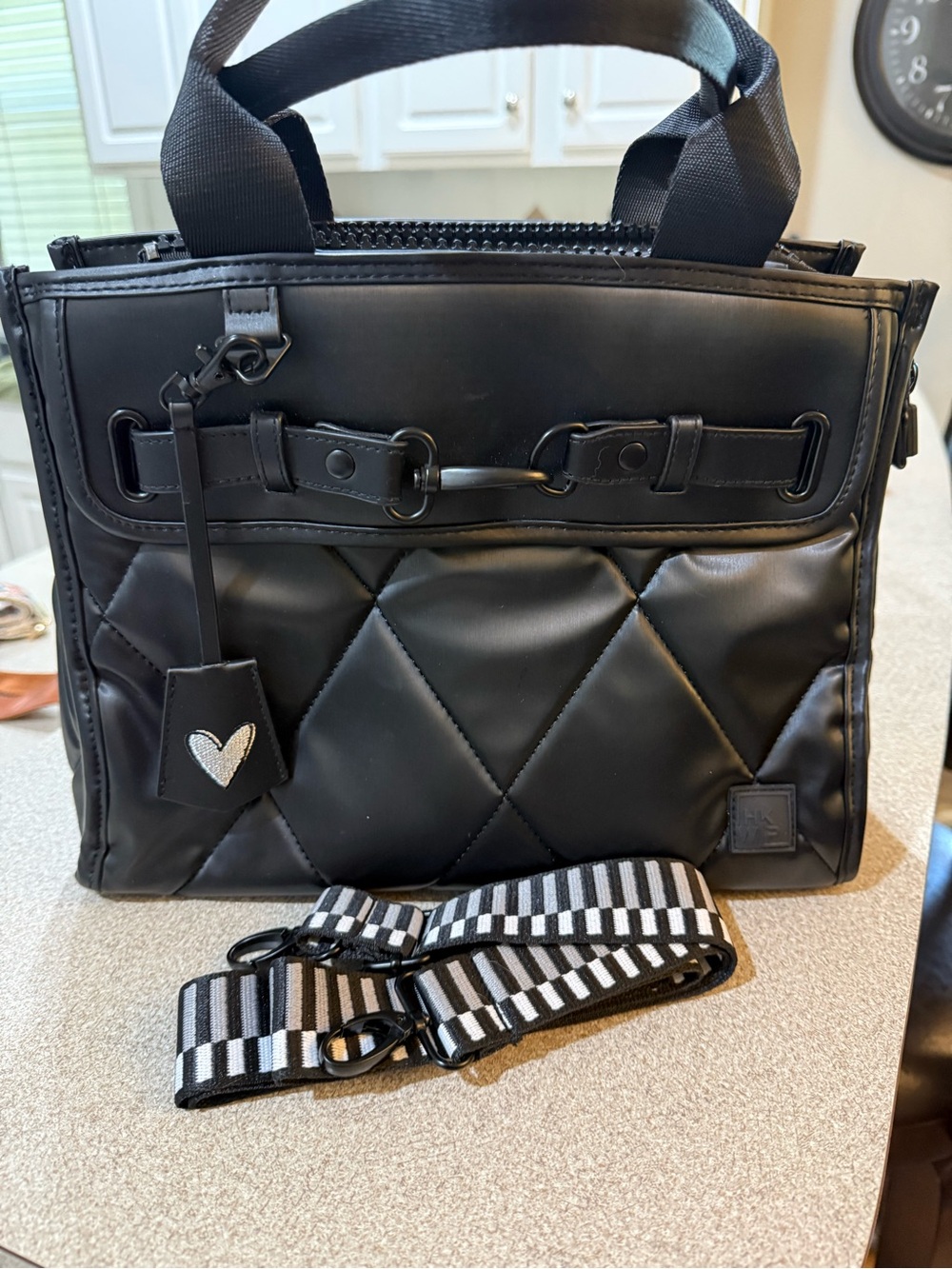 iHKWIP Superstar satchel crossbody tote in black metallic w/black Hardware